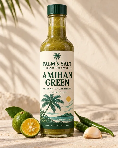 Amihan Green hot sauce packaging design